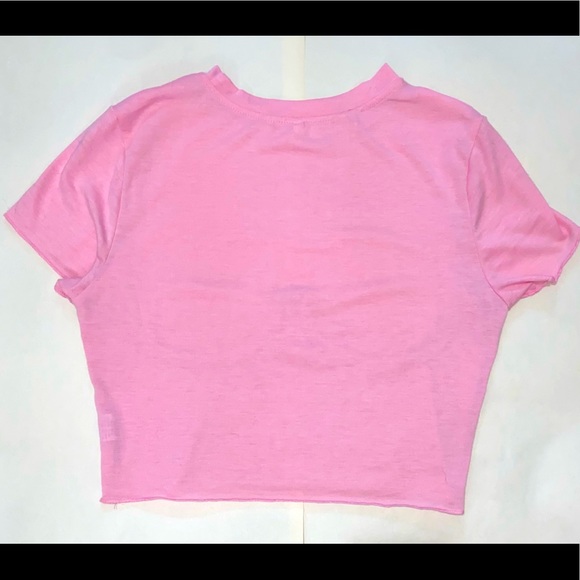 Pink crop tee w/ lace - Picture 2 of 2
